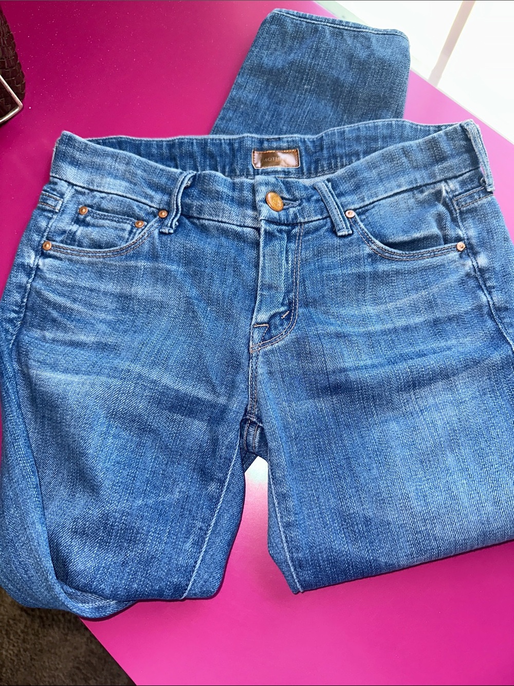 MOTHER “The Looker” Straight-Leg Women's Denim Jeans in Blue